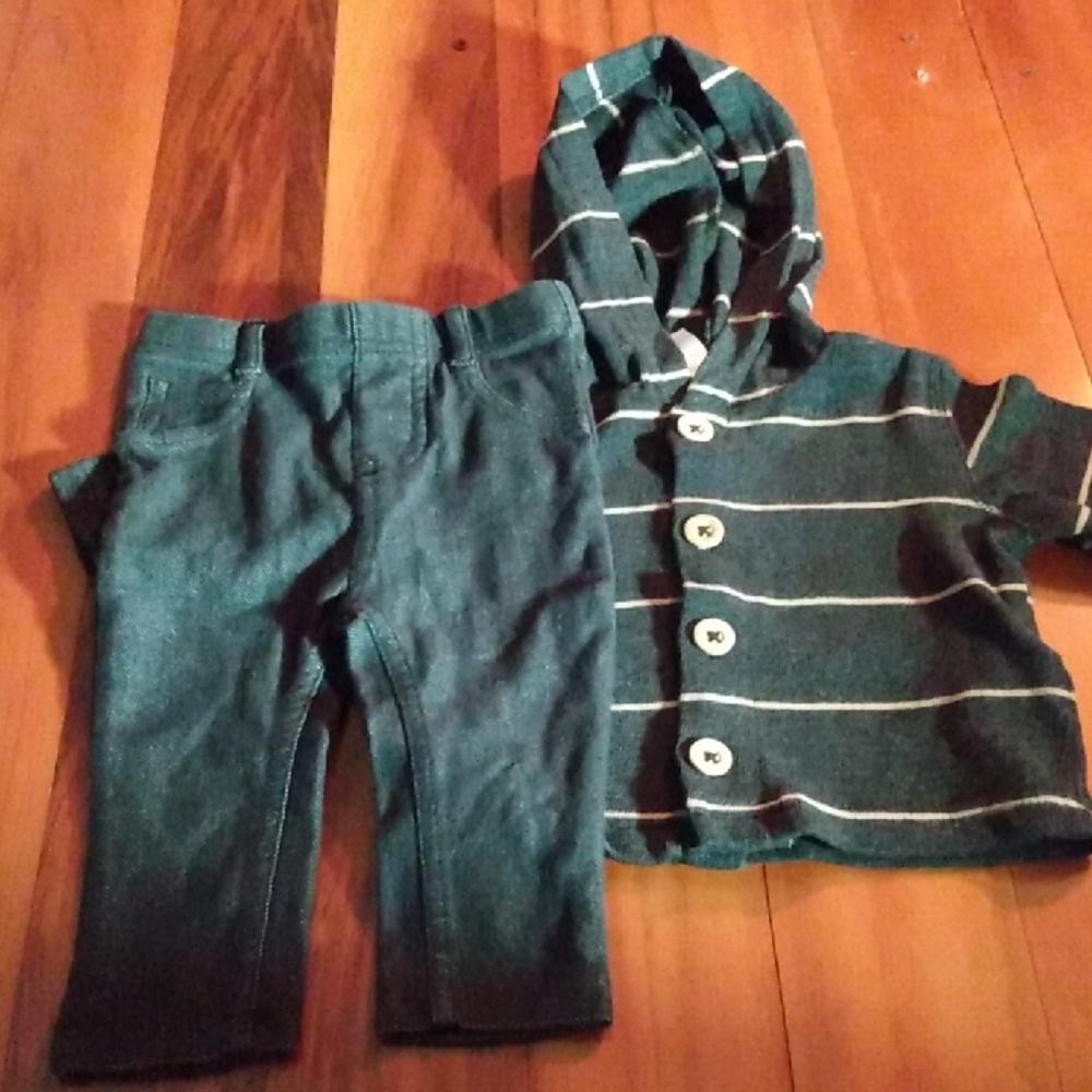 Carter's 3 Months Hooded Cardigan & First Impression 3-6 Months Jeggings Set